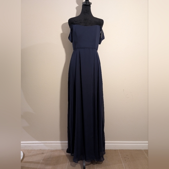 AFTER SIX Women’s Off the Shoulder Evening Gown Navy Blue Size 6 R NWOT - Picture 3 of 11